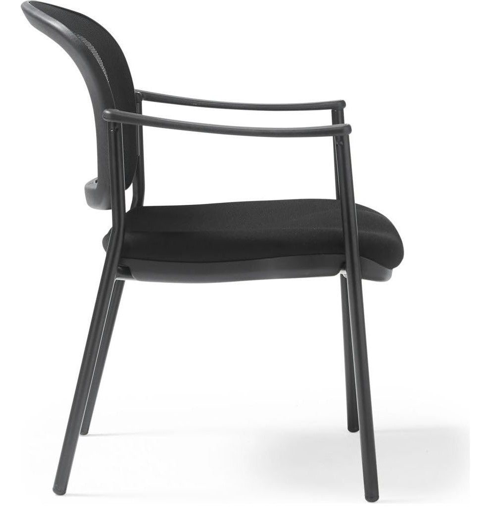 Joni Mesh Stacking Chair in black from the side