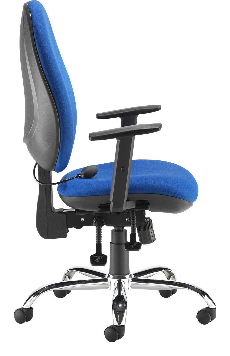 Jota Ergo 24 Hour Task Chair in blue from the side