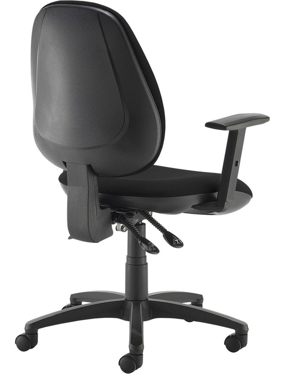 Jota Fabric Operator Chair in black, adjustable arms from the back