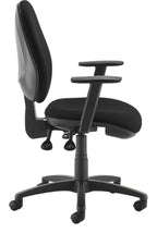Jota Fabric Operator Chair in black, adjustable arms from the side