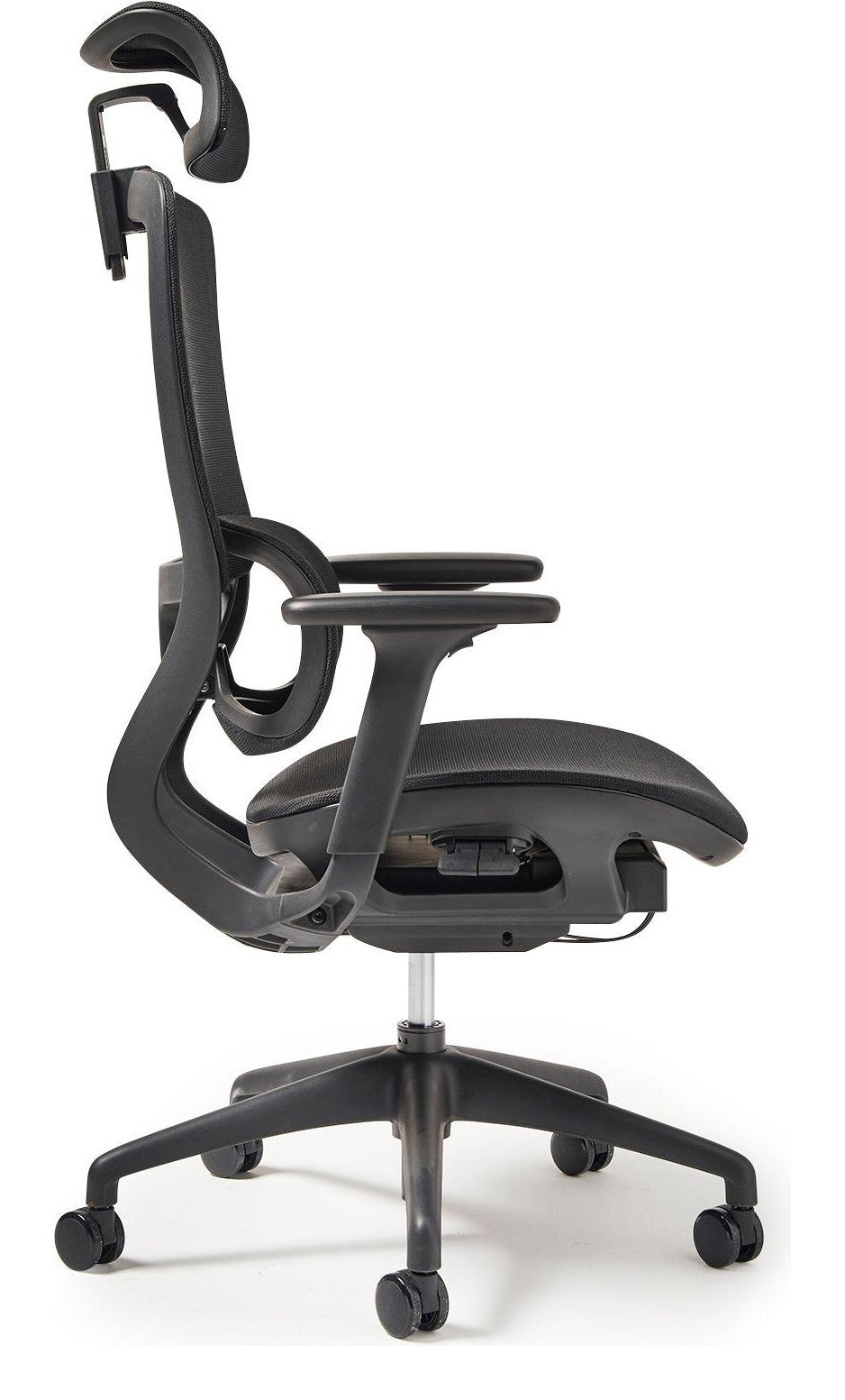 Kara Ergonomic Mesh Chair in black from the side