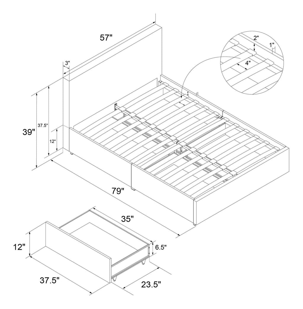 Kelly Bed 4 Drawer Storage Linen, view 13