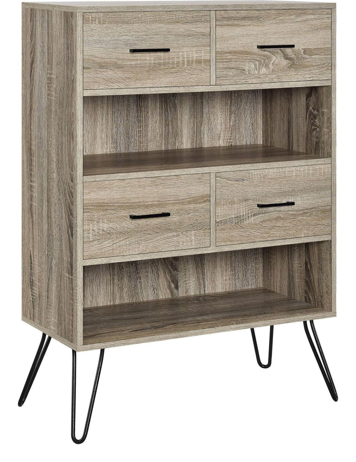 Landon Retro Bookcase With Bins