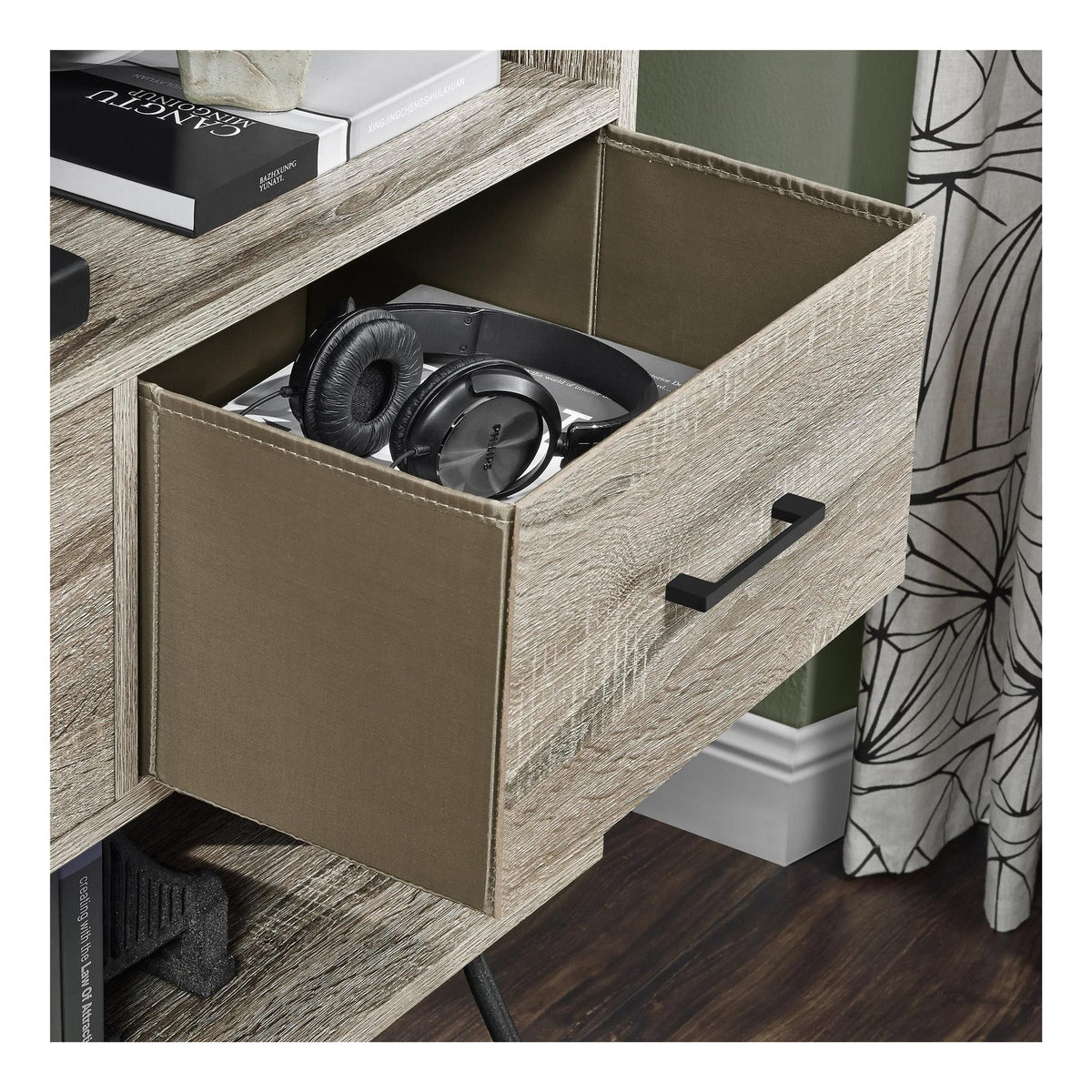 Landon Retro Bookcase With Bins, view 2