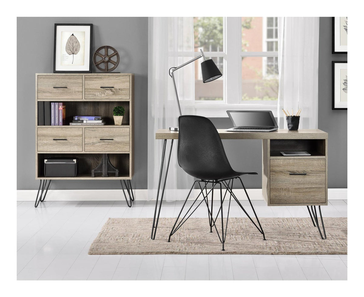Landon Retro Bookcase With Bins, view 4