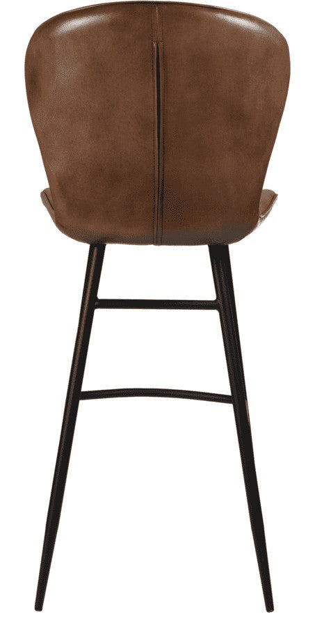 Lars Bar Stool in Genuine Pecan Brown Leather, from the back