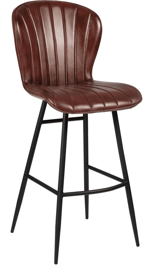 Lars Bar Stool in Genuine Claret Red Leather