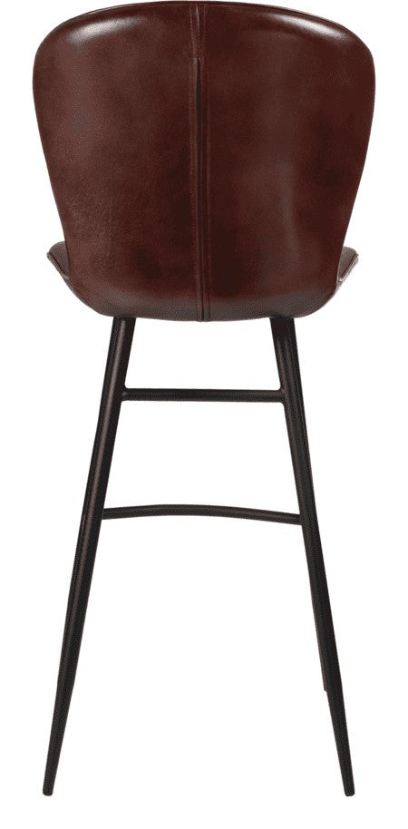 Lars Bar Stool in Genuine Claret Red Leather, from the back