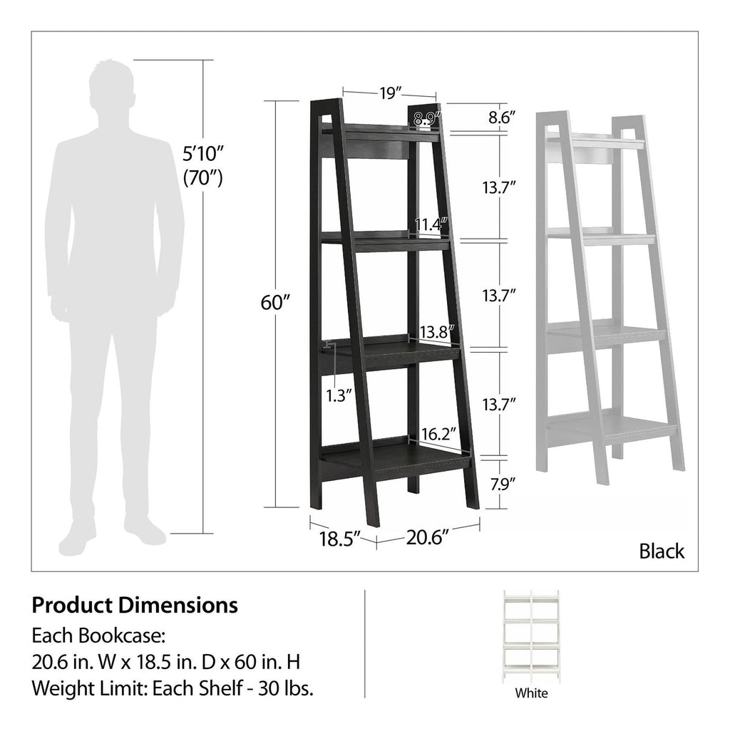 Lawrence 4 Shelf Ladder Bookcase Bundle, view 3