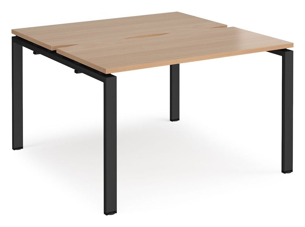 Ledger Adapt Back to Back Desk (2 Person), 1200 x 1200 (2 desks, each 1200 x 600), black frame, beech top