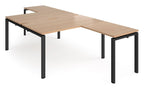 Ledger Adapt Back to Back Desk with Returns, 1400 x 1600 (2 desks, each 1400 x 800, with returns, 3200 deep overall), black frame, beech top