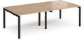 Ledger Adapt Double Back to Back Desk (4 Person), 2400 x 1200 (4 desks, each 1200 x 600), black frame, beech top