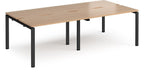 Ledger Adapt Double Back to Back Desk (4 Person), 2400 x 1200 (4 desks, each 1200 x 600), black frame, beech top