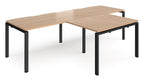 Ledger Adapt Double Straight Desk with Returns, 2800 x 800 (2 desks, each 1400 x 800, with returns, 1600 deep overall), black frame, beech top