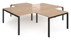 Ledger Adapt Four Desk Cluster with Returns, 2800 x 1600 (4 desks, each 1400 x 800, with returns, 3200 deep overall), black frame, beech top