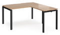 Ledger Adapt Single Desk with Return, 1400 x 800 with 600 wide return (1600 deep overall), black frame, beech top