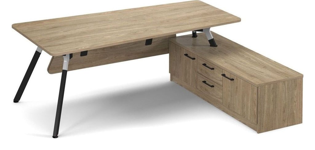 Ledger Anson Executive A Frame Desk with Return, 2200 x 2000, barcelona walnut top