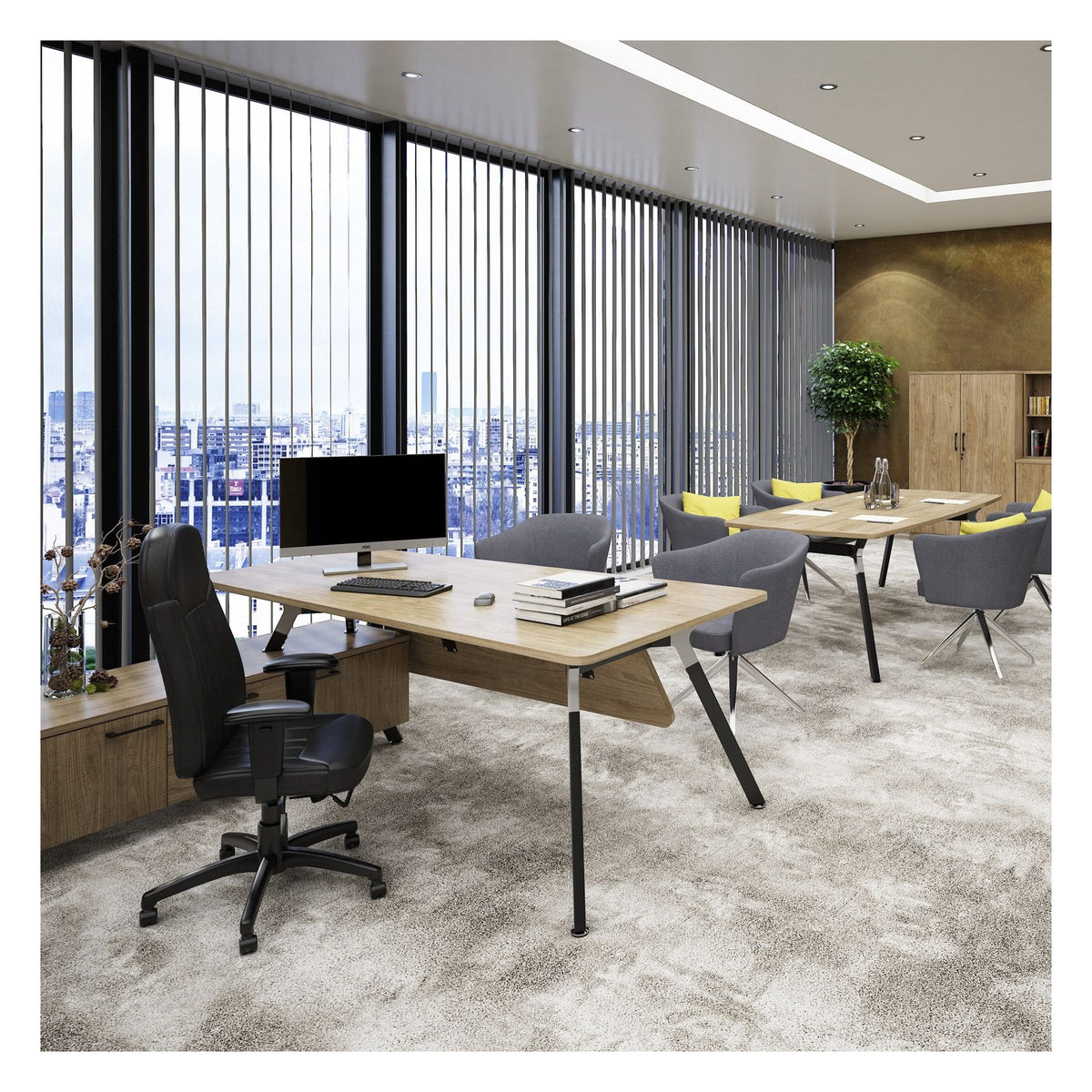 Ledger Anson Executive Panel End Desk, in an office