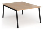 Ledger Connex Plus Angled Frame Back to Back Desk (2 Person), 1200 x 1600 (2 desks, each 1200 x 800), black frame, beech top