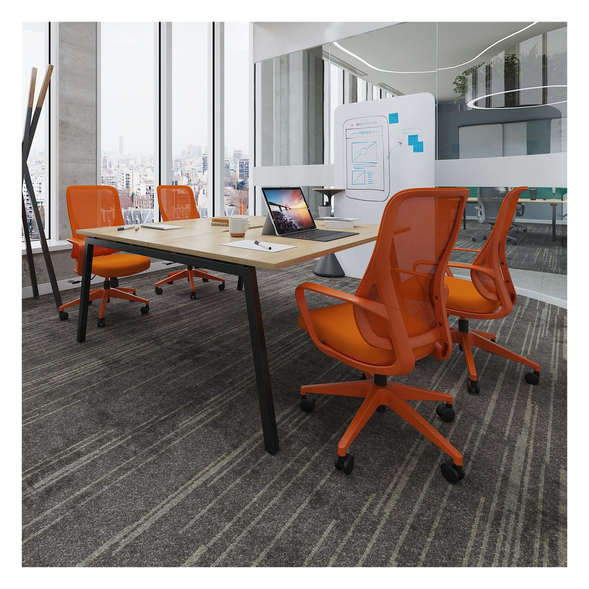Ledger Connex Plus Angled Frame Back to Back Desk (2 Person), in an office