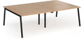 Ledger Connex Plus Angled Frame Double Back to Back Desk (4 Person), 2400 x 1600 (4 desks, each 1200 x 800), black frame, beech top