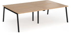 Ledger Connex Plus Angled Frame Double Back to Back Desk (4 Person), 2400 x 1600 (4 desks, each 1200 x 800), black frame, beech top