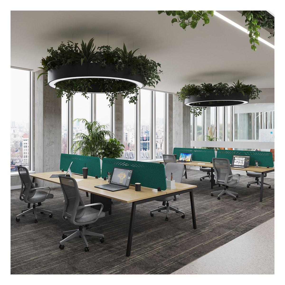 Ledger Connex Plus Angled Frame Double Back to Back Desk (4 Person), in an office