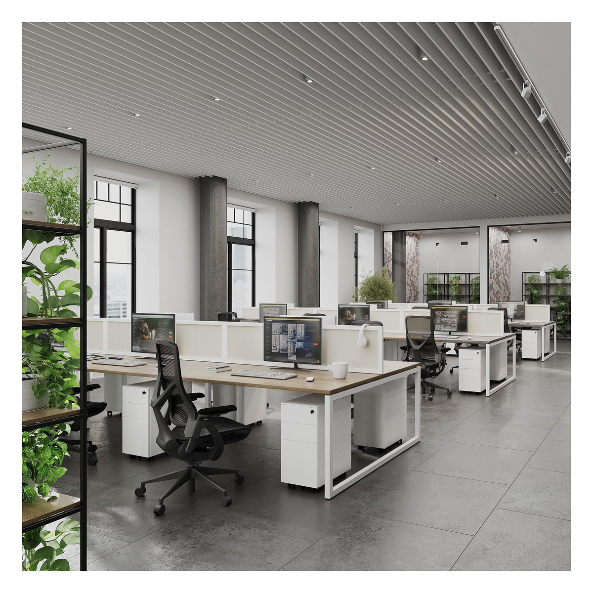 Ledger Connex Plus O Frame Double Back to Back Desk (4 Person), in an office