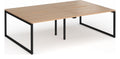 Ledger Connex Plus O Frame Double Back to Back Desk (4 Person), 2400 x 1600 (4 desks, each 1200 x 800), black frame, beech top