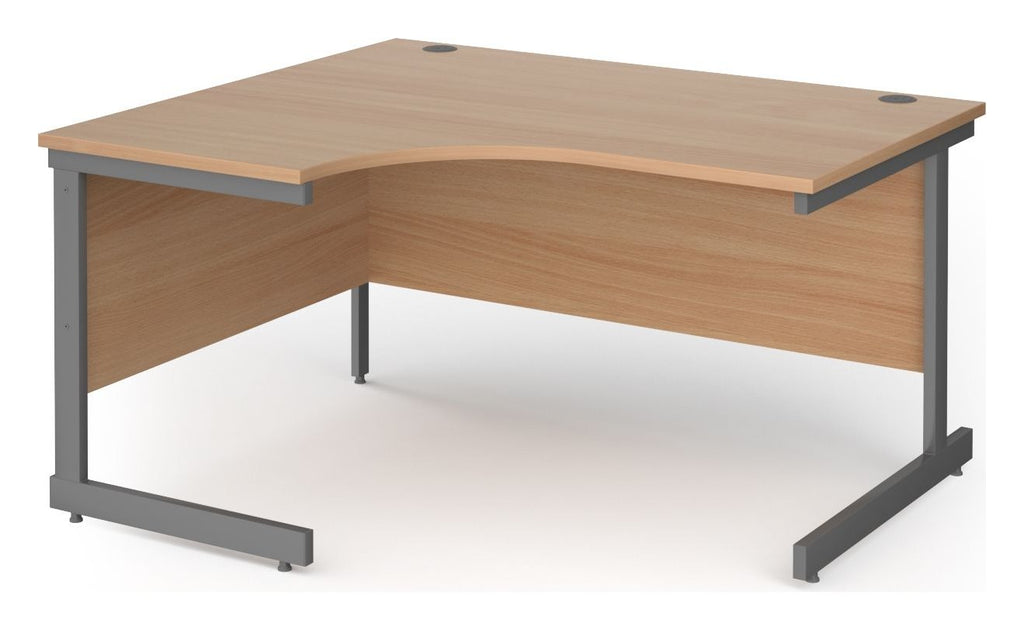 Ledger Contract 25 Cantilever Ergonomic Desk, 1400 x 1200, left hand, graphite frame, beech top