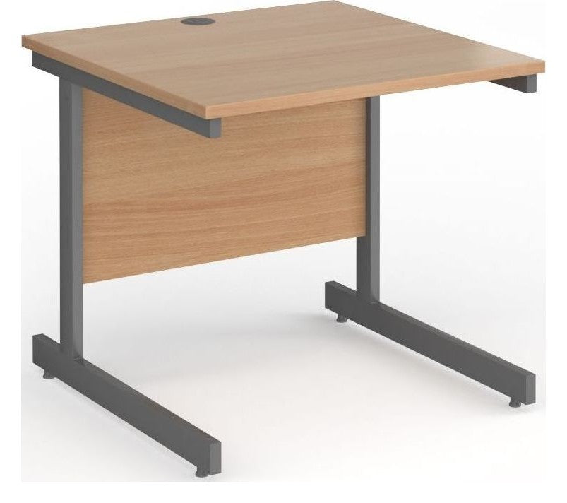 Ledger Contract 25 Cantilever Straight Desk, 800 x 800, graphite frame, beech top