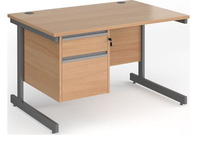 Bravo Contract 25 Cantilever Straight Desk with Two Drawer Pedestal