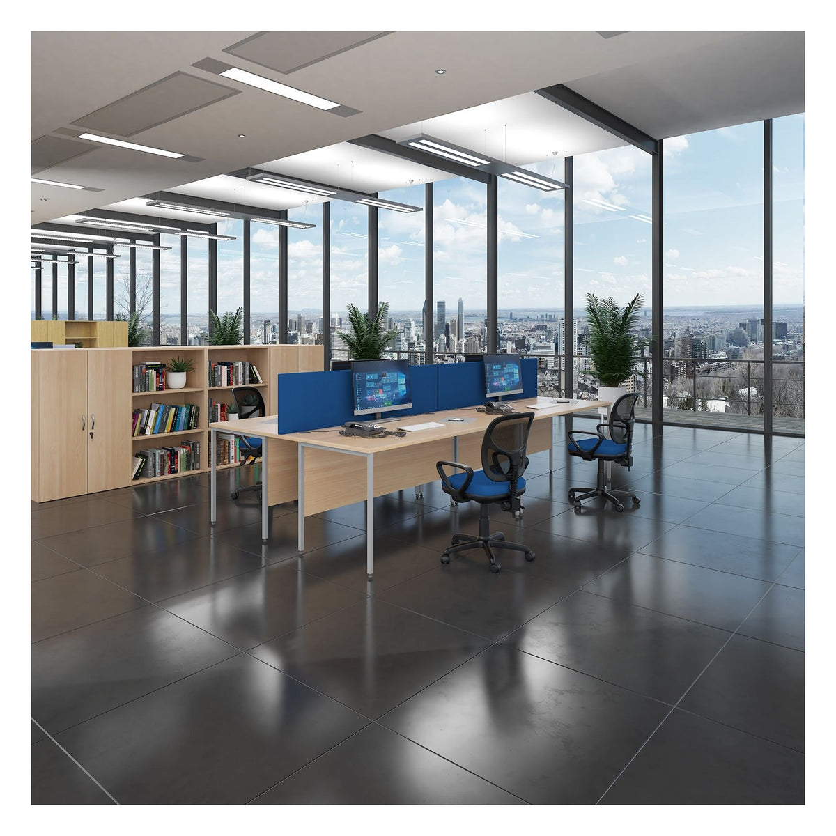 Ledger Contract 25 H Frame Straight Desk, in an office