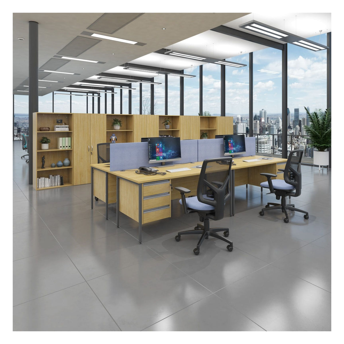 Ledger Contract 25 H Frame Straight Desk, in an office