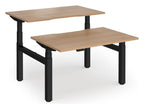 Ledger Elev8 Luxe Back to Back Height Adjustable Desk, 1200 x 1650, black frame, beech top