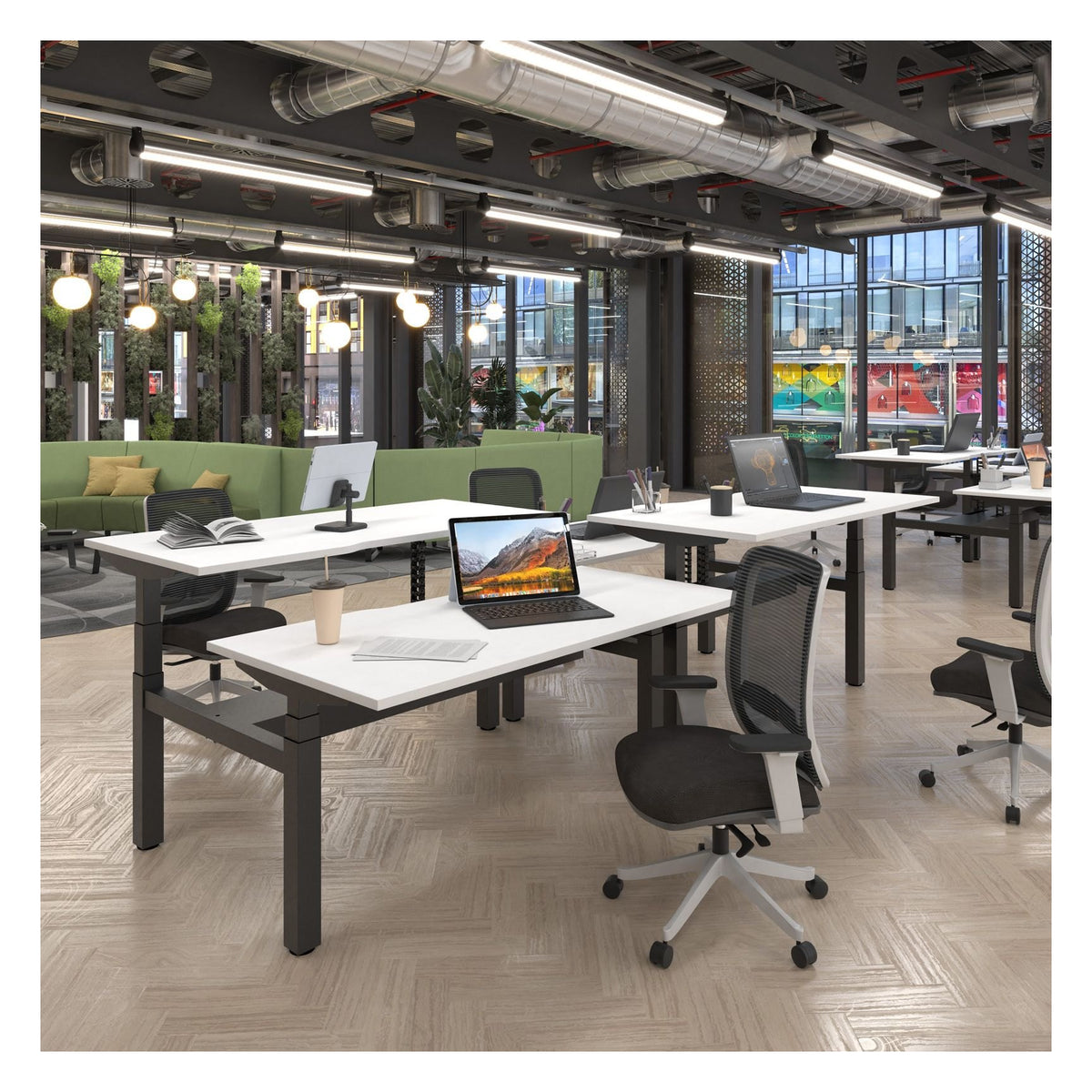 Ledger Elev8 Luxe Height Adjustable Desk, in an office