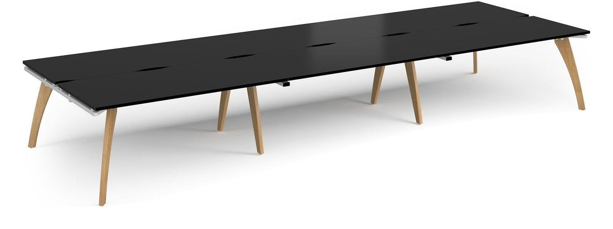 Ledger Fuze Triple Back to Back Desk (6 Person), 4800 x 1600 (6 desks, each 1600 x 800), black top