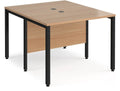 Ledger Maestro 25 Bench Back to Back Desk (2 Person), 1000 x 1200 (2 desks, each 1000 x 600), black frame, beech top