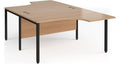 Ledger Maestro 25 Bench Back to Back Ergonomic Desk (2 Person), 1400 x 1600 (2 desks, each 1400 x 800, with returns, 2400 deep overall), black frame, beech top