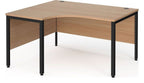 Ledger Maestro 25 Bench Ergonomic Corner Desk, 1400 x 800, left hand, black frame, beech top
