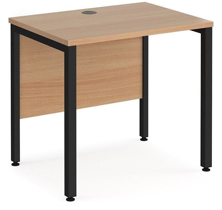 Ledger Maestro 25 Bench Straight Desk, 800 x 600, black frame, beech top