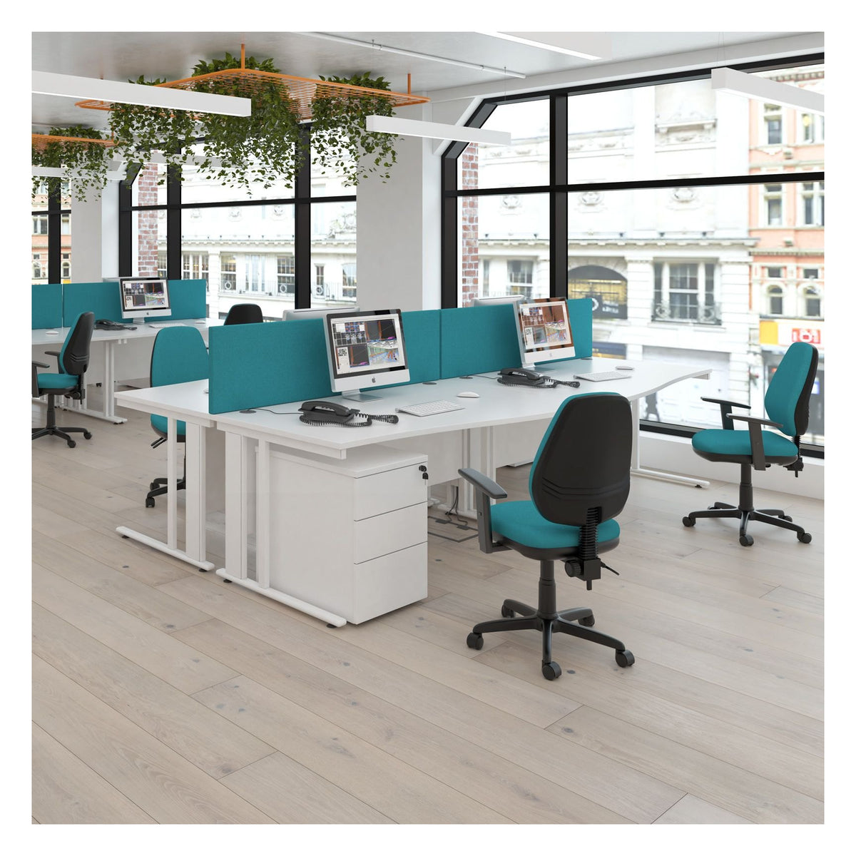 Ledger Maestro 25 Cable Managed Straight Desk, in an office