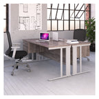 Ledger Maestro 25 Cable Managed Straight Desk with 2 x Three Drawer Pedestals, in an office