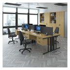Ledger Maestro 25 Cable Managed Straight Desk with Two and Three Drawer Pedestals, in an office