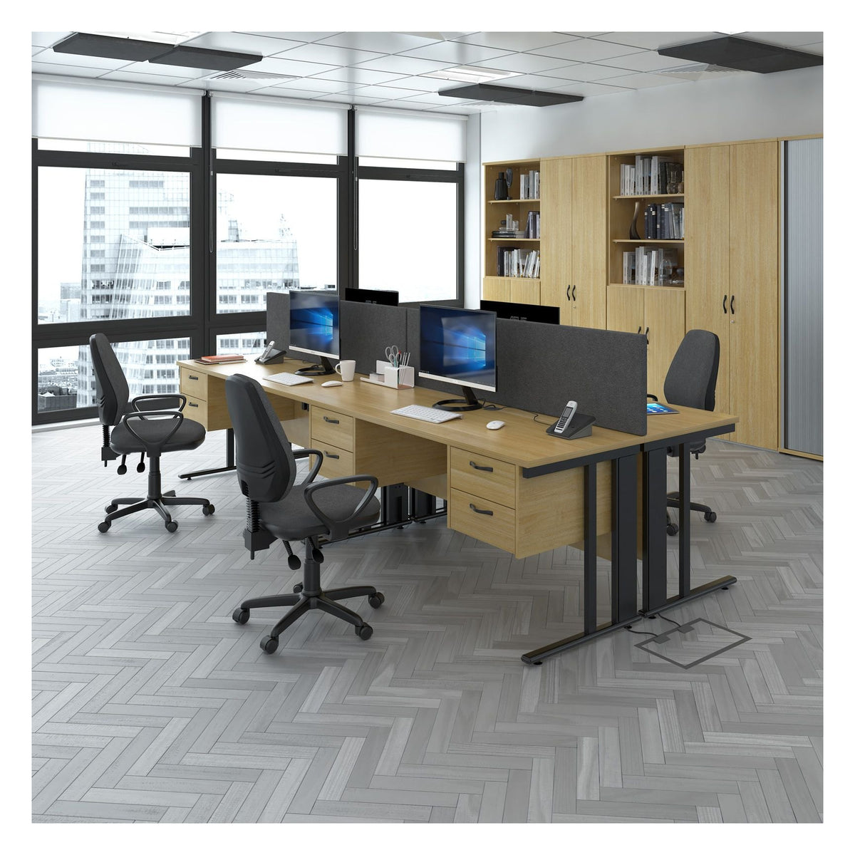 Ledger Maestro 25 Cable Managed Wave Desk, in an office