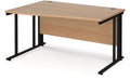 Ledger Maestro 25 Cable Managed Wave Desk, 1400 x 800, left hand, black frame, beech top