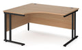 Ledger Maestro 25 Cantilever Ergonomic Corner Desk, 1400 x 800, left hand, black frame, beech top