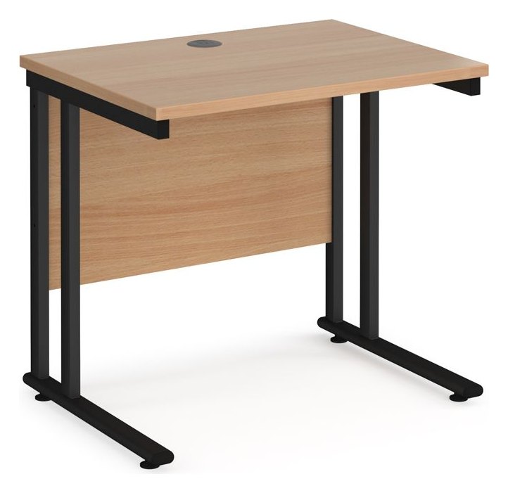 Ledger Maestro 25 Cantilever Straight Desk, 800 x 600, black frame, beech top