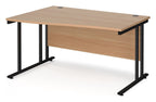 Ledger Maestro 25 Cantilever Wave Desk, 1400 x 800, left hand, black frame, beech top