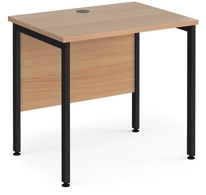 Ledger Maestro 25 H Frame Straight Desk, 800 x 600, black frame, beech top